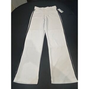 CHAMPRO MVP Open Bottom Mens‎ Baseball Pant, White w/Black Piping - Adult Small